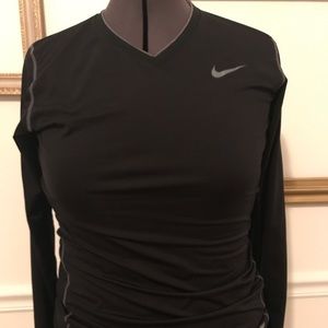 Black Long Sleeve Nike Pro Fitted Top
